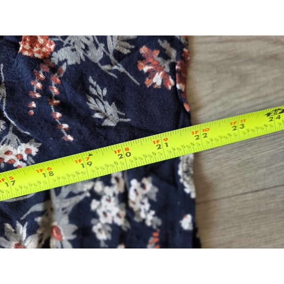 Lucky Brand Floral Blouse L/S Bohemian Style Navy & Red Womens L Cropped - Picture 6 of 7